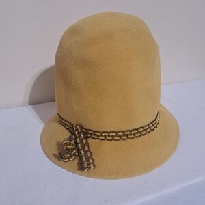 Elegant Tan Women's Hat with Chain Detail